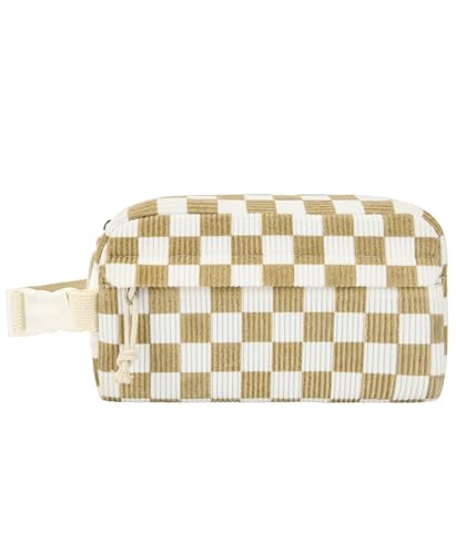 Small Insulated Lunch Bag: Reusable Small Lunch Box, Mini Soft Cooler Bag - color: Khaki Check