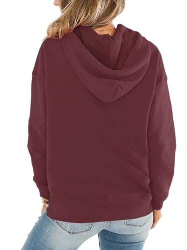 Women Hoodies Pullover Casual Loose Fit Long Sleeve Sweatshirt with Pockets - color: 2025 Dark Brown, size: Small