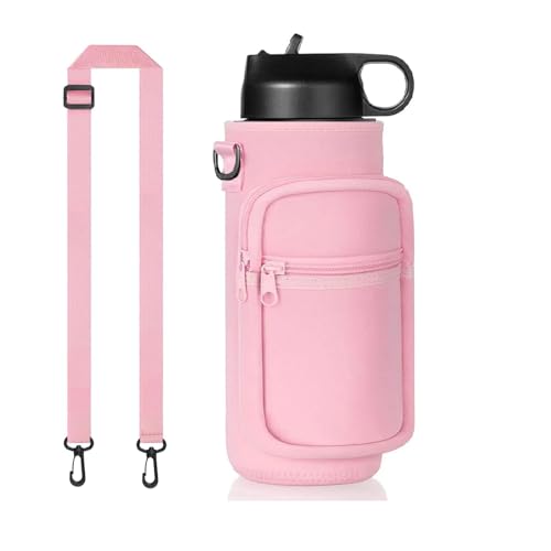 40oz Insulated Water Bottle Sling with Phone Pocket, Crossbody Carrier - color: Pink, size: 40oz