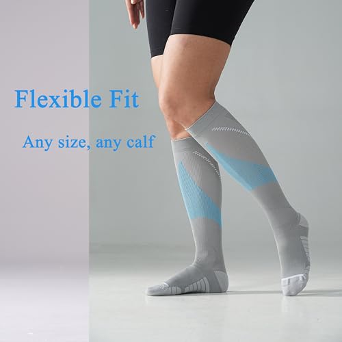 4 Pairs 20-30mmHg Compression Socks for Women Knee High Flying - color: White, size: Small-Medium