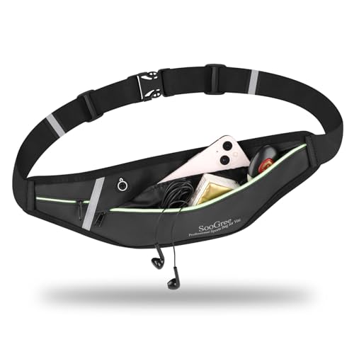 SooGree Slim Running Belt Fanny Packs for Women Men,Water Bottle Holder Hydration Fanny Pouch,Waterproof Sport Waist Pack with Reflective Strip,Runner Belt Bag for Running Cycling Camping Gym (Black) - color: Fullblack