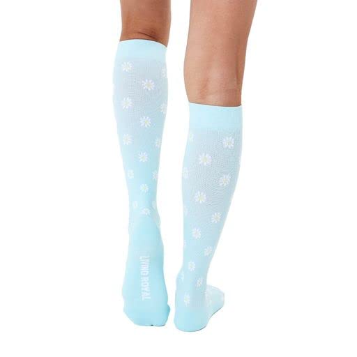Living Royal Compression Socks - Graduated Compression 15-20mmHg, Padded Cushion Bottom Fun Socks, Moisture-Wicking - color: Daisy