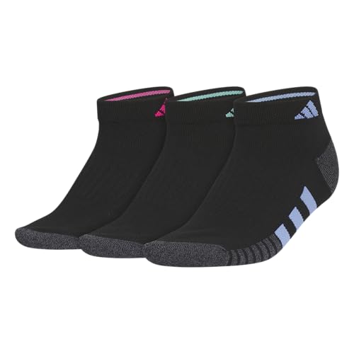 adidas Women's Cushioned Socks 3 Pairs - color: Black/Onix Grey/Shock Pink/3.0/Low Cut, size: Medium, style: Low Cut
