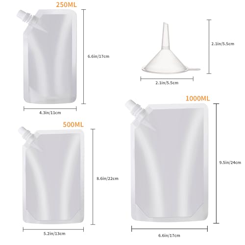 OHMAXHO Plastic Flasks, Reusable Drink Pouches, Leak-Proof for Travel, Outdoor Sports, Running enthusiasts, Concerts, Events (8OZ-16OZ-32OZ,16PCS) - color: D【8OZx6PCS+16OZx6PCS+32OZx4PCS】