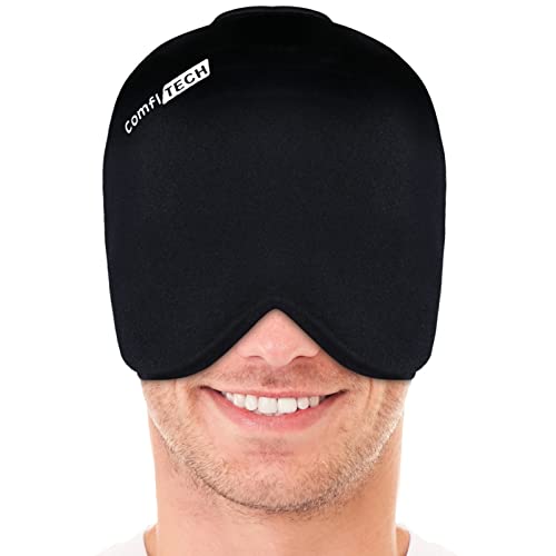 ComfiTECH Head Ice Pack Wrap Cold Cap Cooling Gel Hat, Black, L - size: Large, style: Black