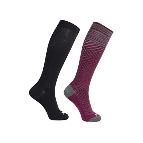 ja vie 76% Merino Wool Graduated Compression Socks for Women & Men (15-20mmHg) - color: 2 Pairs: 1 Pure Black+ 1 Fuchsia, size: Small