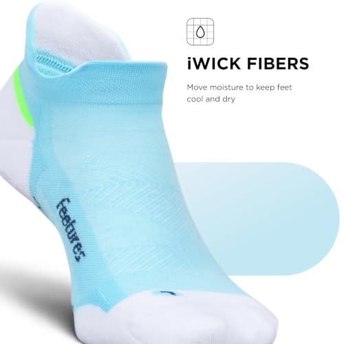 Feetures Elite Max Cushion No Show Tab Ankle Sock - color: Cool Plunge (1 Pair), size: Large