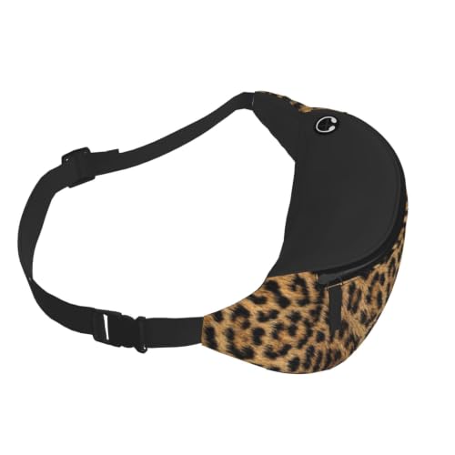 Dujiea Fanny Pack, Leopard Fur Pattern Waist Bag With Headphone Hole Belt Bag Adjustable Sling Pocket Fashion Hip Bum Bag For Women Men Kids Outdoors Casual Travelling Hiking Cycling - color: Leopard Fur Pattern