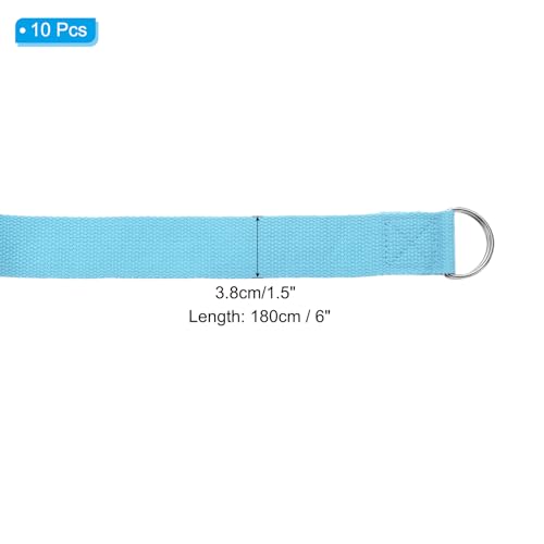 PATIKIL Yoga Strap for Stretching, Cotton Yoga Belt with Adjustable Metal D-Ring Buckle Stretch Band for Fitness Pilates - color: Sky Blue