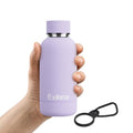 Exllena Small Water Bottle 12oz with Clip, Double Wall Stainless Steel Vacuum Small Insulated Water Bottle Keeps Drinks Cold 24 Hrs/Hot 12 Hrs for Kids Handbag School BPA Free (Purple) - color: Purple, size: 350 ml