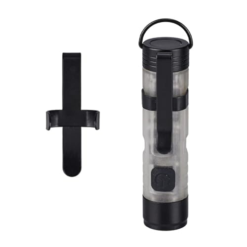 Rechargeable Keychain Flashlight USB C Rechargeable Flashlight with Magnetic Hook Portable Mini LED Flashlight with Pocket Clip Suitable for Camping Hiking and Emergency Travel (1, White) - color: White