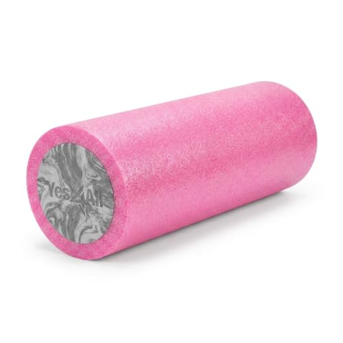 Yes4All Medium Firm Two-Layer PE Foam Roller for Yoga & Pilates - color: ‎18 Inches - Pink/Grey