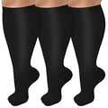 CTHH Wide Calf Compression Socks for Women Men Plus Size Knee High Stocking - color: Black, size: Large-X-Large