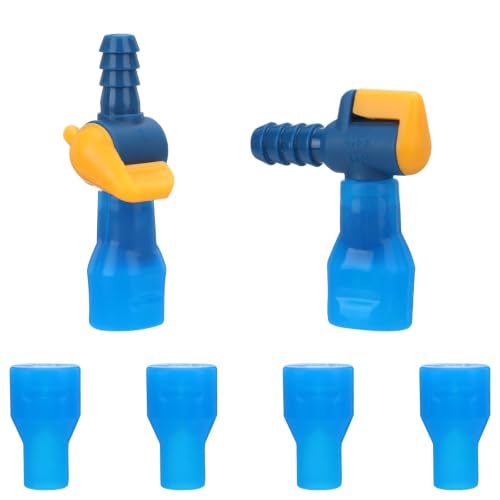 6PCS Bite Valve Replacement, Mouthpiece Replacements with 2 Shutoff Straight & Angled Hose Connector, Tube Nozzle Replacement for Hydration Bladder Backpack Water Reservoir - style: 6 Bite Valve + 2Hose Connector