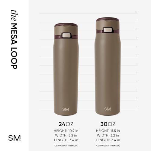 Simple Modern Water Bottle with Straw & Handle | 24oz | Brown - color: -Hazelnut, size: 24 Ounces