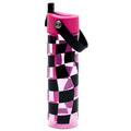 Elemental Splash 26oz Tritan Plastic Reusable Water Bottle w/Straw & Strap - color: Pink Checkers, size: 26 Ounces