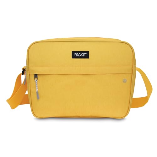 PackIt Freezable Zuma Can Cooler, Built with EcoFreeze Technology, Collapsible, Reusable, Zip Closure with Adjustable Shoulder Strap, Fits 15, 12 Oz Cans - color: Lemonade