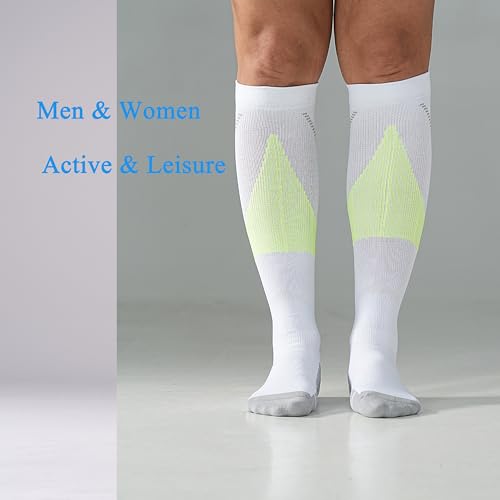 4 Pairs 20-30mmHg Compression Socks for Women Knee High Flying - color: White, size: Small-Medium