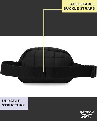 Reebok Belt Bag Fanny Pack for Women & Men, Adjustable Crossbody - color: Case Black