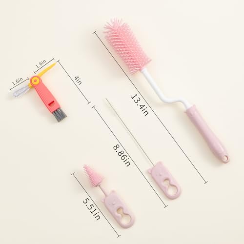 Silicone Bottle Cleaner Brush,13.4in Long Handle Water Cup Bottles Cleaner - style: Spining, Blue