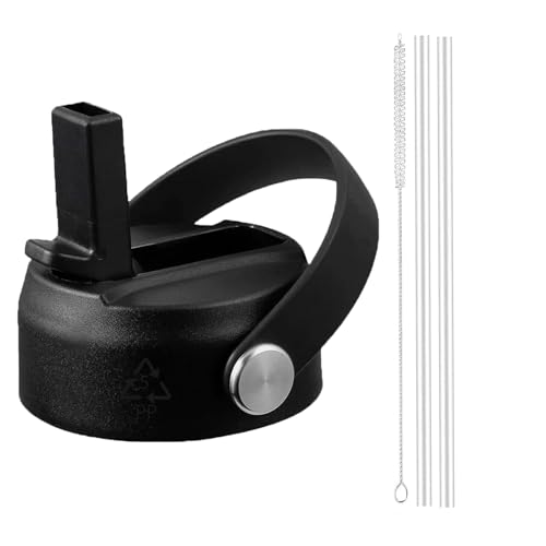 Straw Lid Replacement Fits Hydroflask Wide Mouth Wate Bottle 32/40/64oz - color: Dark Balck（1 pack)