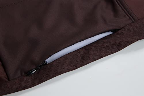 Men's Cycling Jersey Set Cycling Kit Bicycle Jersey Rear Zipper Pocket Bike Bib Shorts with Pockets Race Fit High Density Pad - color: Brown/Blue Set, size: X-Large