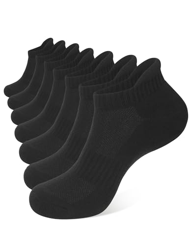 CLOSEMATE Mens Athletic Ankle Socks Cushioned Cotton 7 Pairs - color: 7black, size: 9-12