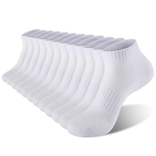 Womens Cotton Ankel Socks, Athletic Performance Running Moisture Wicking Breathable socks - color: 6 Pairs White, size: Large-X-Large
