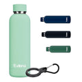 Exllena Slim Insulated Water Bottles for Travel 18oz with Clip, Double Wall Vacuum Stainless Steel Water Bottle Keeps Drinks Cold 24 Hrs/Hot 12 Hrs, 100% Leakproof, BPA Free(Mint) - color: Mint, size: 500 ml
