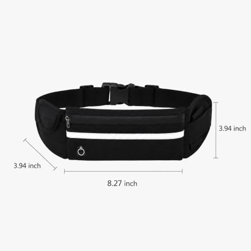 Running Waist Bag with Water Bottle Holder, Waterproof Sports Belt Bag for Phone, Keys and Fitness Outdoor Hiking (Black)