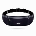 Running Belt for Women & Men - Slim Phone running belt with Water-Resistant Phone Holder, 3 pockets Adjustable Waist Strap, Reflective Safety Design for Running, Hiking, Travel，Fitness(Black) - color: Black