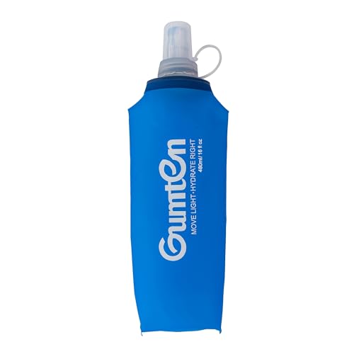 Soft Flask 480ml TPU BPA-Free Soft Water Bottle Leak-Proof Collapsible for Hydration Pack Running Vest Marathon Hiking Cycling (Dark Blue) - color: 480ml Dark Blue