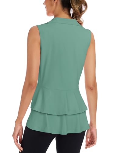 LURANEE Women's Golf Vest Athletic Top with Peplum Hem & Deep Pockets - color: Sage Green, size: Small