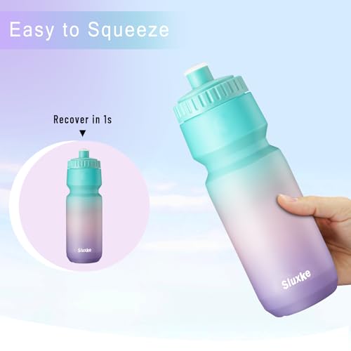 SLUXKE 2Pack 32oz Bike Water Bottle, 1000ml Sports Cycling Water Bottle Easy to Squeeze, Lightweight Fits Most Bike Cages Bicycle - color: Hydrangea & Black, size: 32 Ounces