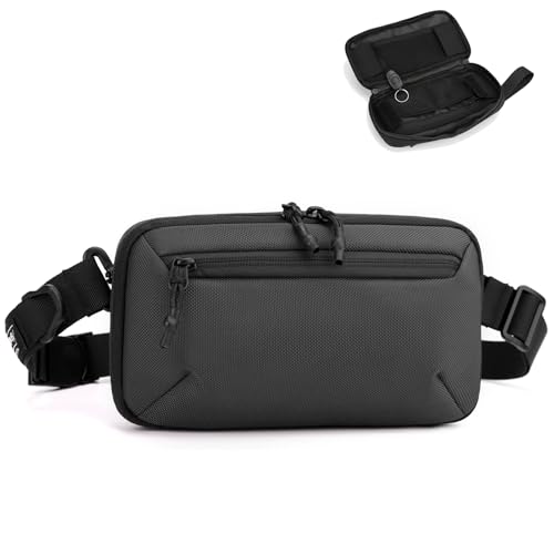 Crossbody Fanny Pack - 1.5L Small Sling Bag Water Resistant Handled Pouch with Adjustable Strap & D Ring for Travel Running Hiking EDC,Grey - color: Grey