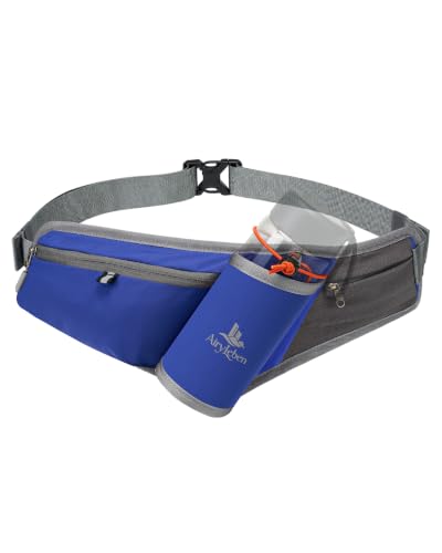 Fanny Pack with Water Bottle Holder, RFID Blocking Running Belt Bag - color: Blue