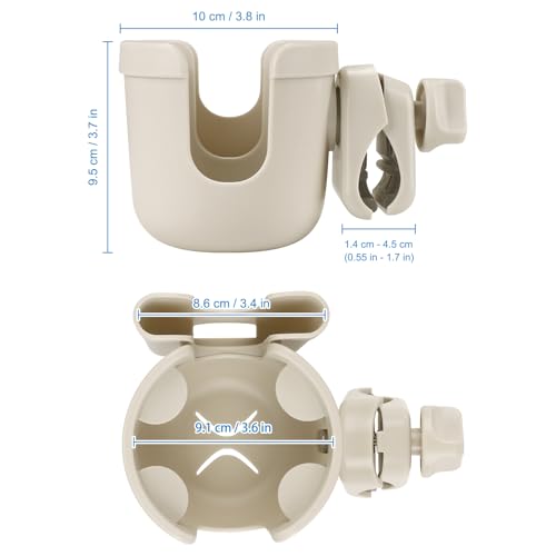 Accmor Stroller Cup Holder with Phone Holder, Bike Cup Holder, Walker Scooter Wheelchair Cup Holder Attachment, Universal Cup Holder for Uppababy Graco Strollers - color: All Off White
