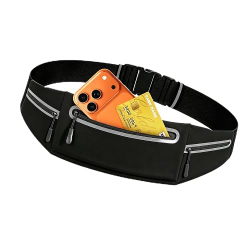 Slim Running Belt for Women Men,Phone Holder Waist Pack,Runners Fanny Pack - color: Drak Black