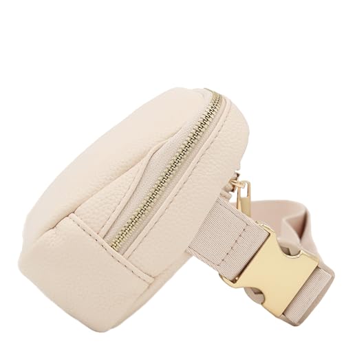 Lightweight Soft PU Pebbled Leather Sling Fanny Pack Belt Bag with Gold Metal Buckle (Nude) - color: Nude