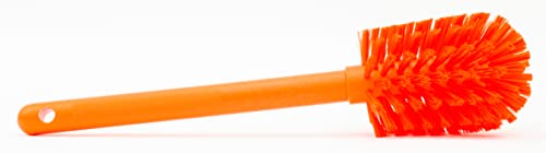 SPARTA 12 Inch Bottle Brush with Polyester Bristles and Plastic Handle, Color Coded, Large Round Head Cleaner for Bottles Jars and Food Service Equipment, Orange - color: Tan