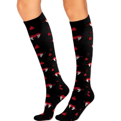 Compression Socks for Women Festival Knee High Socks Calf Stockings - color: Black Fangs, size: Large