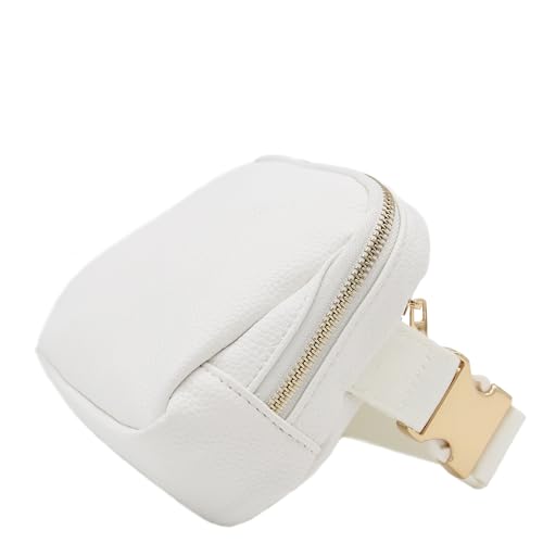 Lightweight Soft PU Pebbled Leather Sling Fanny Pack Belt Bag with Gold Metal Buckle (White) - color: White