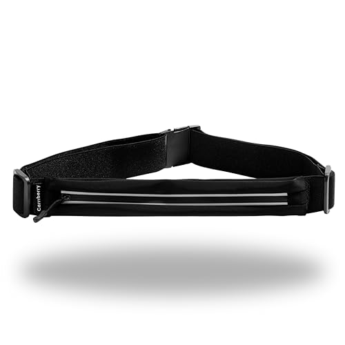 Slim Running Belt - Single Pocket Waterproof Phone Pouch - color: Black (Single Pocket)