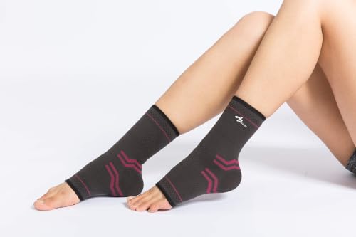 ABIRAM Ankle Brace Compression Sleeve with Adjustable Support Strap - color: Rose, size: Large