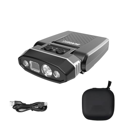 SUNREI 1800 mAh Rechargeable 300 Lumen LED Headlamp with Motion Sensor - size: H300-rock ash