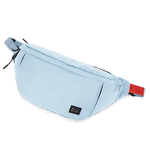 Fashion Large Crossbody Fanny Pack for Men Women,Waterproof Waist Bag fanny Packs belt bag sling bag with 5-Zipper Pockets,Carrying 7.9"phone,Blue-Medium - color: B-Light Blue-M