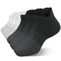 6 Pairs Ankle Compression Socks Women Men 15-20 mmHg Low Cut Athletic Running Arch Support for Travel Nurses Flight - color: Two-tone White+black