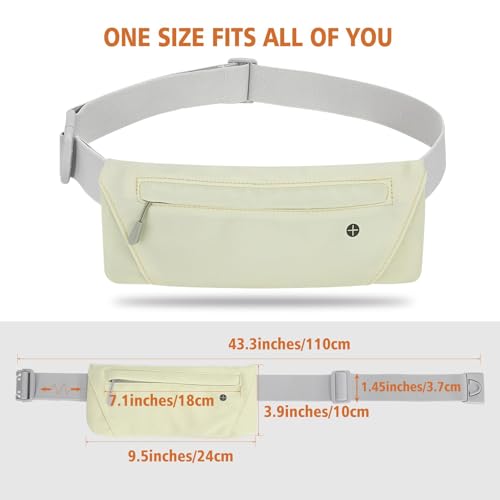 WHIPPY Slim Running Belt Fanny Pack for Women Men Elastic Runners Belt Waist Pouch Chest Bag Phone Holder Waist Pack for Running Hiking - color: 6-Light Yellow