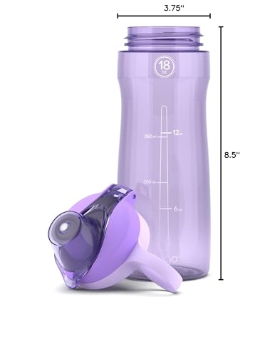 Pogo 18oz Plastic Water Bottle with Chug Lid and Carry Loop, Lilac, 18 Ounces (Pack of 6) - color: Lilac, size: 18 Ounces (Pack of 6)