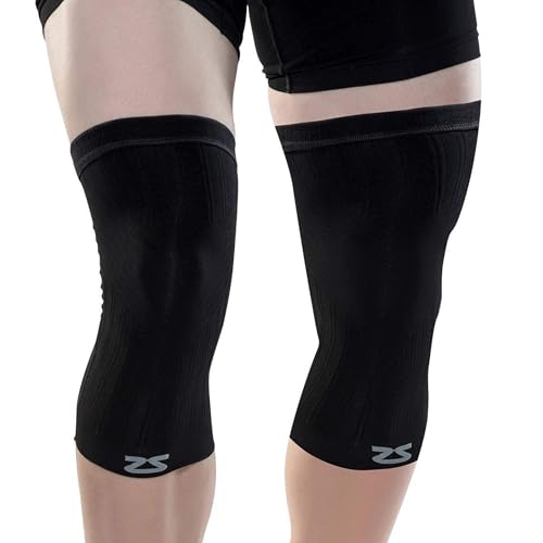 Zensah Compression Knee Sleeve - Knee Brace to Relieve Knee Pain and Treat Runners Knee for Men and Women - color: Pair - Midnight Black, size: Large